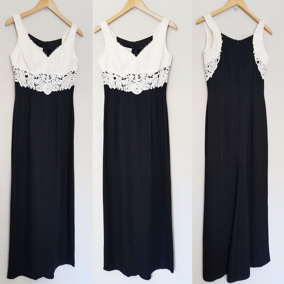 Vintage 1980's Scott McClintock Lace Applique Victorian Cocktail Maxi Dress Prom - Picture 10 of 14